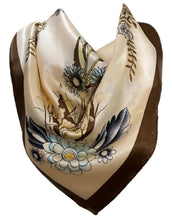 Load image into Gallery viewer, Self Embossed Floral Print Silk Satin Square Bandana Neck Scarf / Head Scarves / Neckerchief / Hair Tie