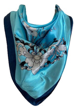 Load image into Gallery viewer, Self Embossed Floral Print Silk Satin Square Bandana Neck Scarf / Head Scarves / Neckerchief / Hair Tie