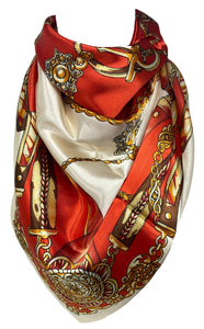 Women’s Silk Feel Square Hair Scarf Sleeping Headscarf, Multicolor Designer Print Bandana