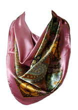 Load image into Gallery viewer, Floral Print Silk Satin Style Womens Scarf, Square Bandana Head Cover, Hair Tie Neck Scarf