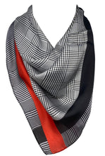 Load image into Gallery viewer, Classic Bandana Scarf, Houndstooth Print with Colored Borders Square Silk Feel Neck Scarves, Multifunctional Hair Band Hand Kerchief, Neckerchief Hair Tie