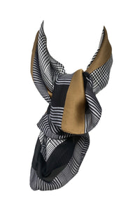 Classic Bandana Scarf, Houndstooth Print with Colored Borders Square Silk Feel Neck Scarves, Multifunctional Hair Band Hand Kerchief, Neckerchief Hair Tie