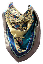 Load image into Gallery viewer, Ethnic Floral Print Silk Satin Bordered Bandana Square Neck Scarf / Head Scarves