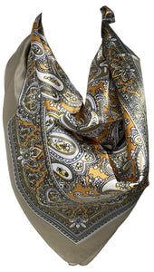 Silk Feel Square Hair Scarf Sleeping Headscarf, Multicolor Paisley Ethnic Print Bandana