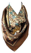 Load image into Gallery viewer, Ethnic Floral Print Silk Satin Bordered Bandana Square Neck Scarf / Head Scarves