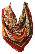 Load image into Gallery viewer, Ethnic Floral Print Silk Satin Bordered Bandana Square Neck Scarf / Head Scarves