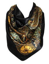 Load image into Gallery viewer, Floral Print Silk Satin Style Womens Scarf, Square Bandana Head Cover, Hair Tie Neck Scarf