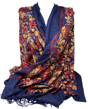 Load image into Gallery viewer, Cashmere Feel Fully Embroidered Handmade Winter Wool Mix Shawl | Pashmina Style | Large Warm Wrap for Women | Thick Scarf