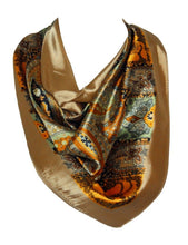 Load image into Gallery viewer, Floral Print Silk Satin Style Womens Scarf, Square Bandana Head Cover, Hair Tie Neck Scarf